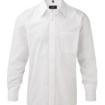 934M Russell Men’s LSL Easy Care Poplin Shirt White FRONT