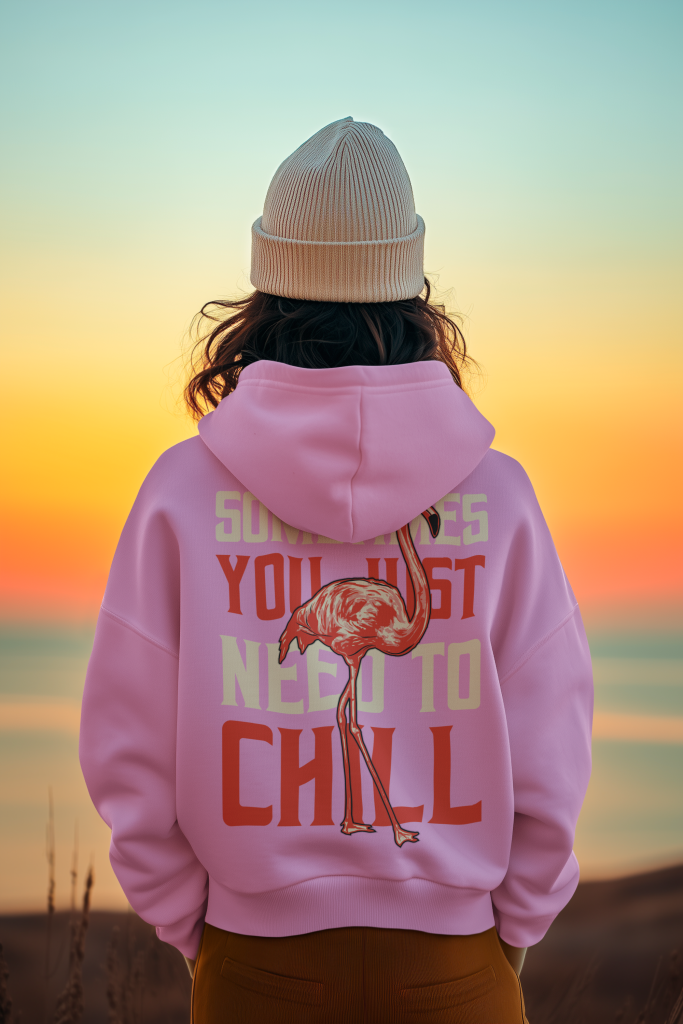 FlamingoChill Candyfloss Pink Hoodie Back