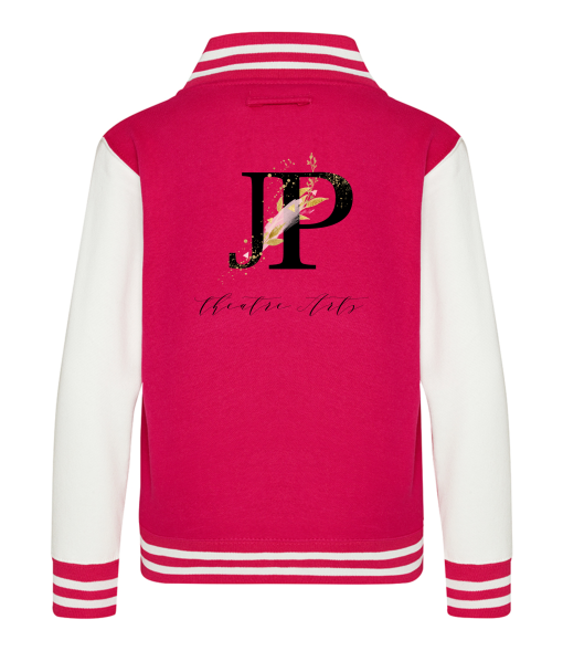 Custom Kids Varsity Jacket Custom Kids Varsity Jacket JPTA HotPinkWhite Varsity Jacket Back